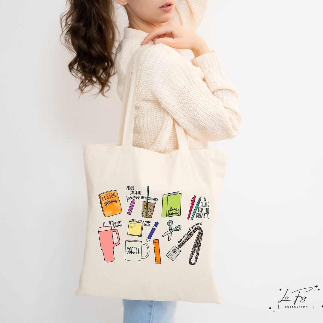 Teacher Tote Bag, Teacher Gift Bag, Teacher Appreciation Gift, School Tote Bag, Teacher Doodles