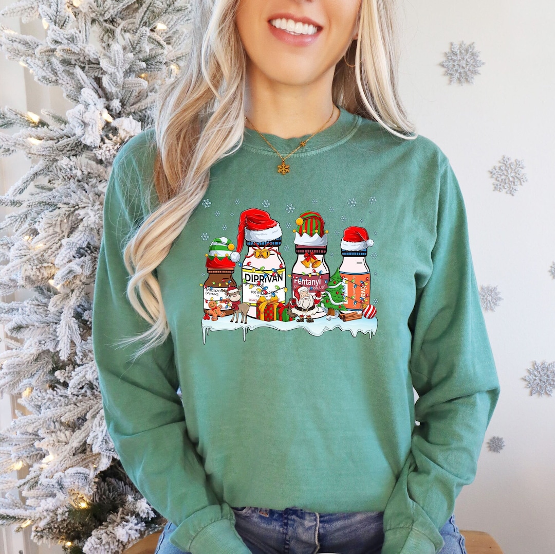 Christmas Pharmacy Shirt, Comfort Colors Holiday Long Sleeve, Xmas Gift