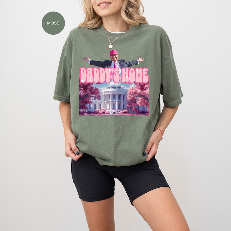 Daddy's Home shirt, Trump 2024 Shirt, Republican Gift, Comfort Colors Trump Shirt, Funny Trump Pink Shirt image 6