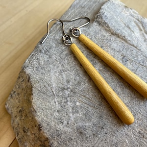 Yellow Heart Earrings, Wood Earrings