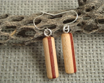 Hand Turned Wood Earrings, Hand Made, Dangle Earrings