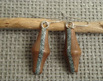 Walnut and Resin Earrings, Hand Made, Dangle Earrings