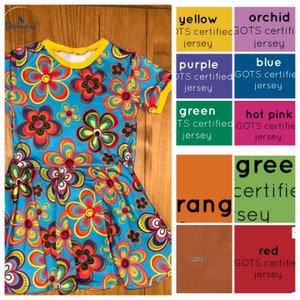 AANPASBARE flower power skaterjurk met zakken, bloemenjurk, zomerjurk, kinder zomerjurk abba jaren 80 kleding. Hippiejurk