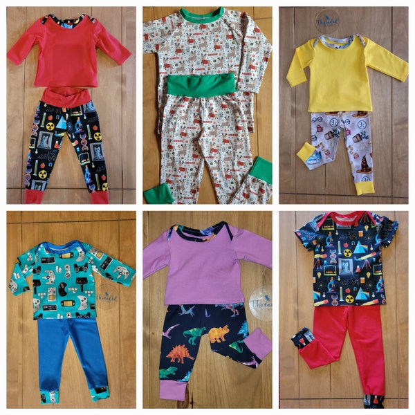 CUSTOMISABLE Unisex childrens pyjamas, baby pyjamas, childrens loungewear, baby gift, childrens gift, organic clothing. Make your own pyjama