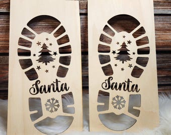 Santa Boot Stencil – Reusable Christmas Footprint Template, Santa Prints for Floor, Rustic Holiday Decor