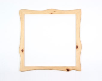 Square wooden frame, picture frame made of pine wood, a handmade unique piece 50 x 50 cm