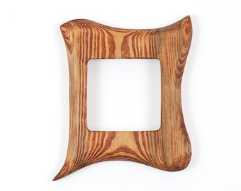 Square wooden frame, small picture frame made of pine wood, a handmade unique piece 10 x 10 cm