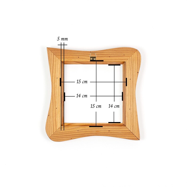 Bilderrahmen Quadratisch, rustikaler Holzrahmen aus Lärche 15x15 cm, ausgefallener Bilderrahmen aus Echtholz, organisches Naturholz Unikat image 7