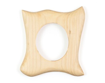 Oval wooden frame, small picture frame made of spruce wood, a handmade unique piece 10 x 10 cm