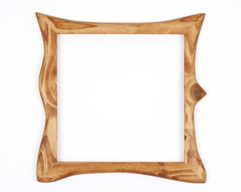 Square wooden frame, picture frame made of spruce wood, a handmade unique piece 30 x 30 cm