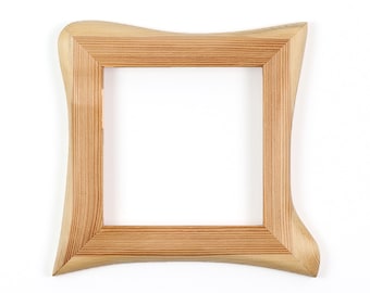 Square wooden frame, picture frame made of larch wood, a handmade unique piece 15 x 15 cm