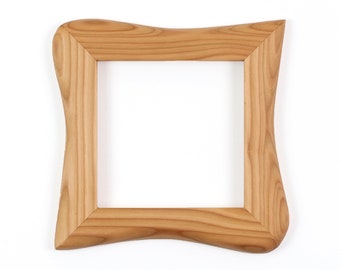 Square wooden frame, picture frame made of larch wood, a handmade unique piece 15 x 15 cm