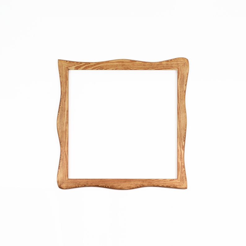 Quadratischer Bilderrahmen, handgefertigter Holzrahmen aus Kiefer 50x50 cm, Bilderrahmen aus Echtholz, Naturholz Unikat, Rahmen für Leinwand 50x50 cm