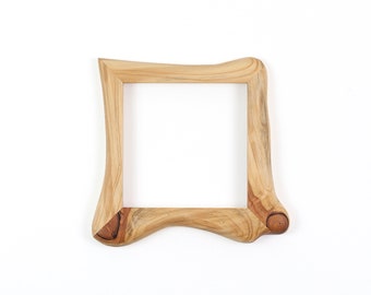 Square wooden frame, picture frame made of larch wood, a handmade unique piece 15 x 15 cm