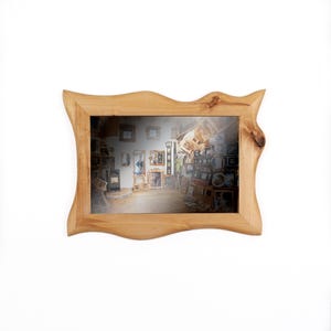 Wandspiegel aus Holz, Spiegel mit Holzrahmen Unikat handgefertigt aus Birke 20x30 cm, Holzspiegel organische Form, rustikaler Spiegelrahmen Naturfarben