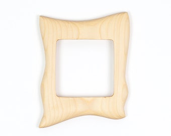 Square wooden frame, small picture frame made of pine wood, a handmade unique piece 10 x 10 cm