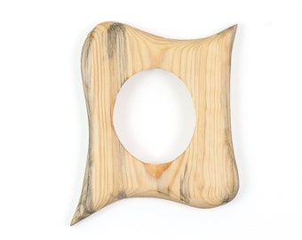 Oval wooden frame, small picture frame made of pine wood, a handmade unique piece 10 x 10 cm