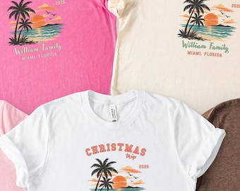 Family Christmas Shirt, Matching Holiday Tee, Personalized Christmas Shirt, Miami Chrismas Trip Shirt