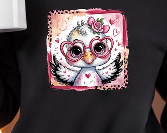 Adorable Bird with Heart Glasses Shirt, Cute Valentine's Day Gift, Whimsical Bird Graphic Tee, Wise Love Bird Shirt, Gift for Her