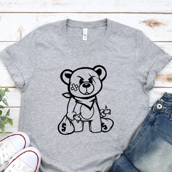 Teddy Bear Shirt, Gangster Teddy Bear Shirt, Money Bags Bandanna Scarf Bandage Shirt, Cash Rich Savage Shirt, Hip Hop Rap Rapper Shirt