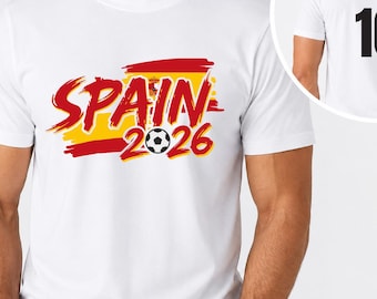 Spain 2026 World Cup Tee, Custom Soccer Fan Shirt, Personalized Name Number Sweatshirt