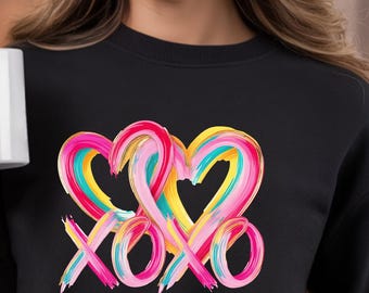 Heart Brushstroke XOXO Sweatshirt, Valentine's Day Love Shirt