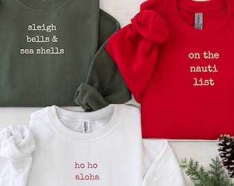 Christmas at the Beach Shirts, High-Quality Matching Family Christmas Sweatshirt, Group Tropical Christmas Tee, Funny Tis the Sea-Sun Shirt