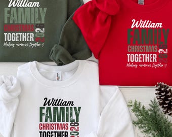 Sweat-shirts de Noël personnalisés pour toute la famille, t-shirts assortis pour les fêtes, design avec nom personnalisé