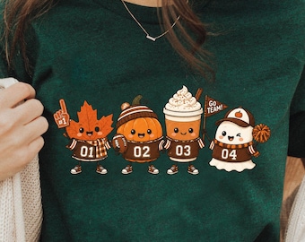 Fall Doodle Sweatshirt, Fall Season Shirt, Football Doodle Shirt, Cozy Season Fall Friends Shirts, Autumn Leaf Pumpkin Spice Ghost Shirt