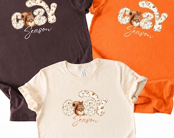 Cozy Squirrel Season Shirt, Cute Fall Graphic Tee, Autumn Acorn T-Shirt, Woodland Animal Sweatshirt, Thanksgiving Gift for Her
