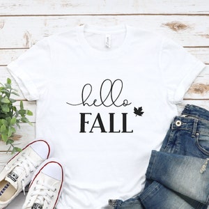 Hello Fall T-Shirt: Women&#39;s Autumn Thanksgiving Shirt