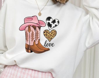 Western Graphic Tee: Cowboy Boots Sweatshirt, Horse Girl T-Shirt