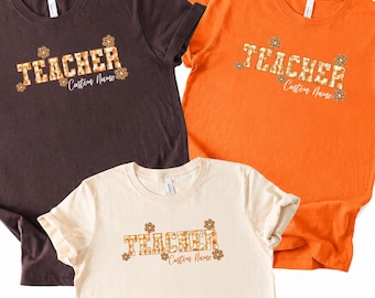Custom Teacher Fall Pumpkin Sweatshirt, Personalized Name T-Shirt, Elementary Teacher Gift