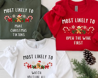 Funny +100 Quotes Most Likely Christmas Tee, Matching Family Christmas 2026 T-Shirt, Holiday Pjs
