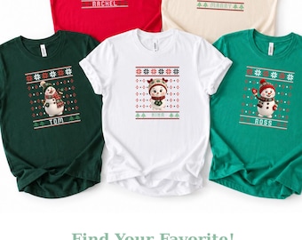 Personalized Family Ugly Sweater Christmas 2026 T-Shirt, Custom Family Role & Name Snowman Sweater, Matching Holiday Party Outfit Sweatshirt