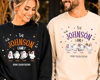 Personalized Halloween Ghost Family Shirt, Spooky Family Halloween Party T-shirt, Custom Halloween Sweatshirt, Family Matching 2026 Shirt