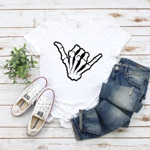 Hang Loose Skeleton Hand Shirt - Halloween Fall T-Shirt image 1