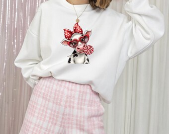 Valentine's Day Cow Shirt, Custom Text, Highland Sweetheart Moo Cow