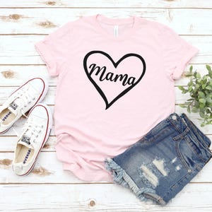 Mama Heart Shirt: Soft Cotton Mom Life Tee image 1