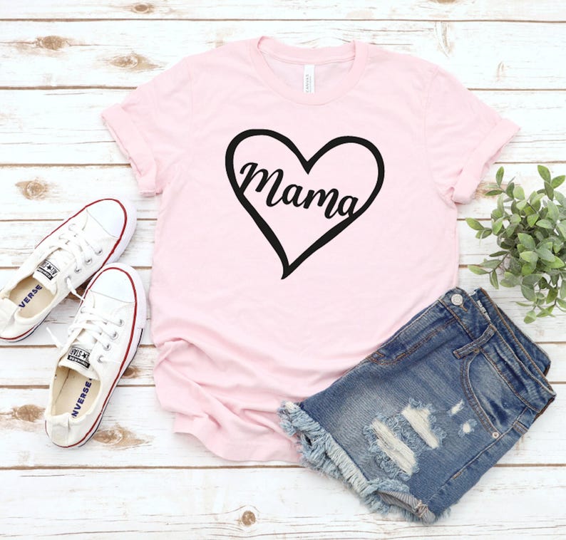 Mama Heart Shirt: Soft Cotton Mom Life Tee image 1
