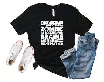 Funny Zombie Brains T-Shirt: Awkward Halloween Tee