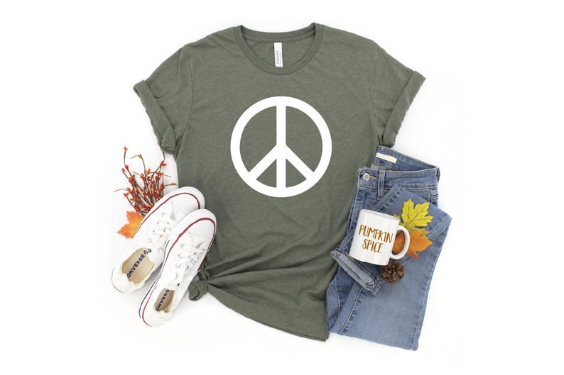 Peace Sign T-Shirt: Soft Combed Cotton, Hippie Tee Bild 1