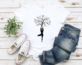 Yoga Tree Pose Shirt: Soft Cotton Meditation Tee