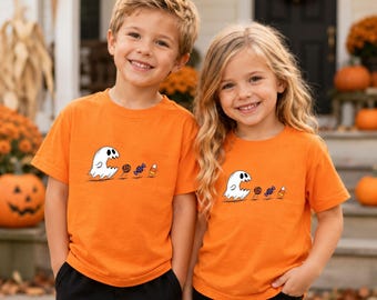 Halloween Ghost Eat Candys Sweatshirt, Funny Halloween Shirt, Halloween Gamer Gift, Halloween Party Tee, Ghost Pac Man Shirt, Fall Youth Tee