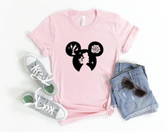 Camiseta de La Bella y la Bestia, camiseta de vacaciones familiares de Mickey Mouse