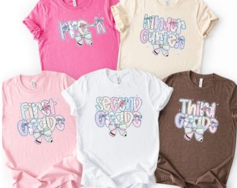 Personalized Student Shirt and Sweatshirt, Pre-K Kindergarten 1st 2nd 3rd 4th Grade Tee, Cute Bow School Shirt For Girls