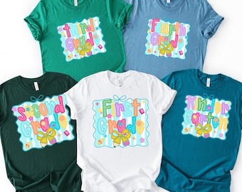 Teacher Team Shirt, Colorful Grade Level Shirt, Pre K To Fourth Grade Back To School Tee, Bright Color Student Outfit