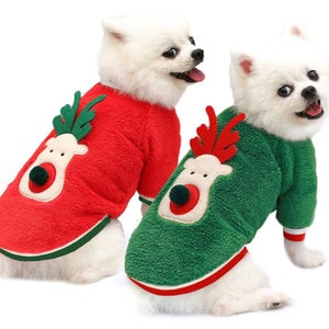 Christmas Pet Sweater. Cozy Christmas Reindeer for Dogs & Cats. Pet Outfits for Pet Holiday. Perfect pet sweater gift. Xmas Pet Clothing. image 1