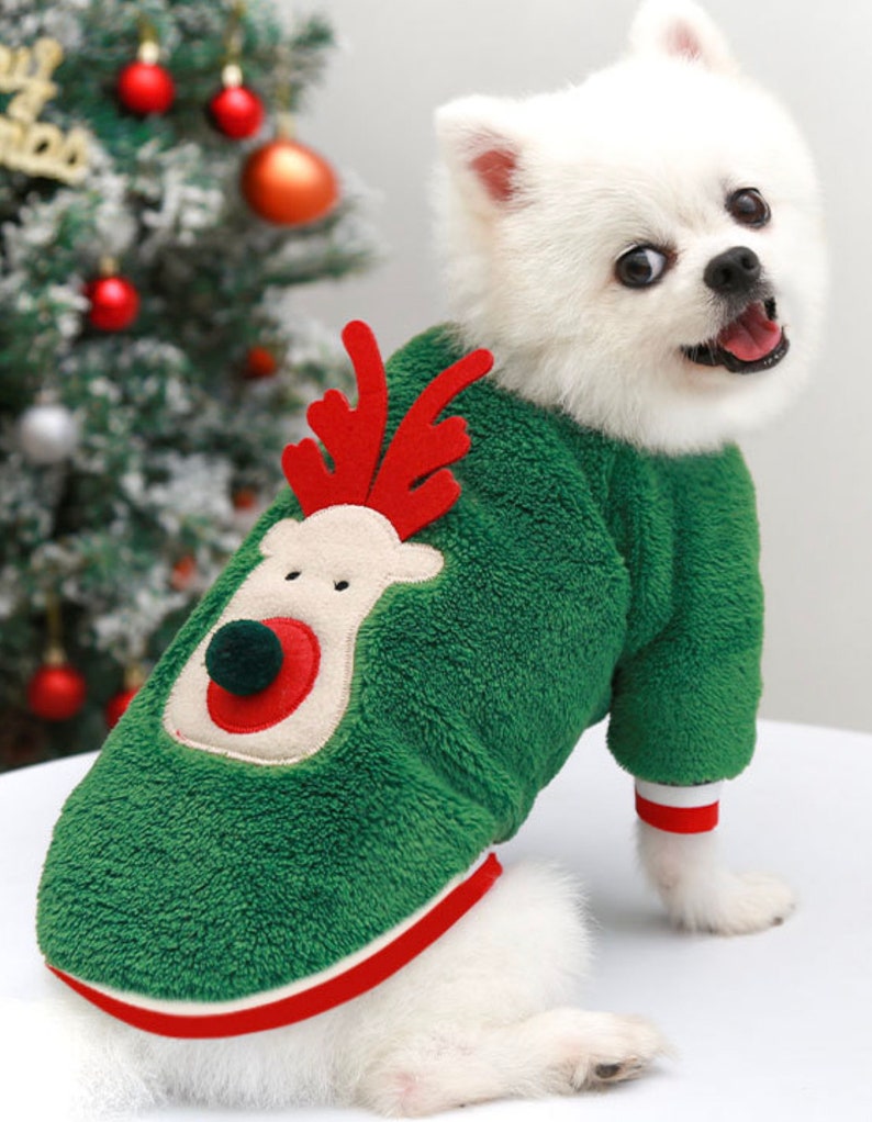 Christmas Pet Sweater. Cozy Christmas Reindeer for Dogs & Cats. Pet Outfits for Pet Holiday. Perfect pet sweater gift. Xmas Pet Clothing. image 5