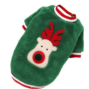 Christmas Pet Sweater. Cozy Christmas Reindeer for Dogs & Cats. Pet Outfits for Pet Holiday. Perfect pet sweater gift. Xmas Pet Clothing. Green